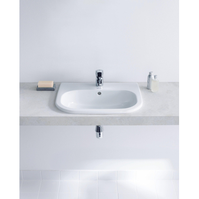 Duravit D-code Opbouwwastafel - 54x43.5cm - met 1 kraangat - met overloop - wit