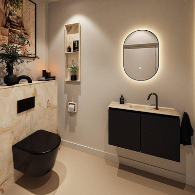MONDIAZ TURE-DLUX 80cm toiletmeubel Urban. EDEN wastafel Frappe positie midden. Met 1 kraangat.