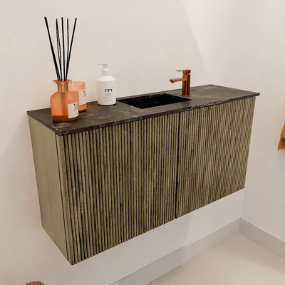 Mondiaz JOYA-DLUX 80cm meuble de salle de bains - couleur Dusk - Vasque FAYE position Milieu 1 trou de robinet couleur Lava.