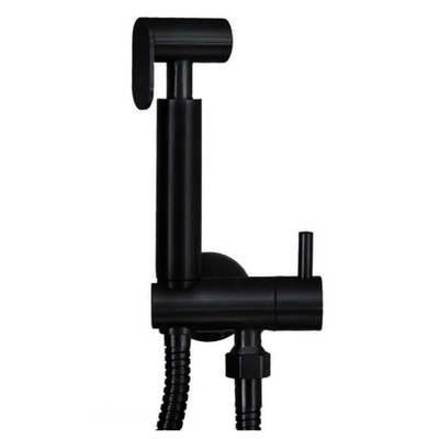 Wiesbaden RVS-304 matzwarte bidet-handdoucheset rond TWEEDEKANS