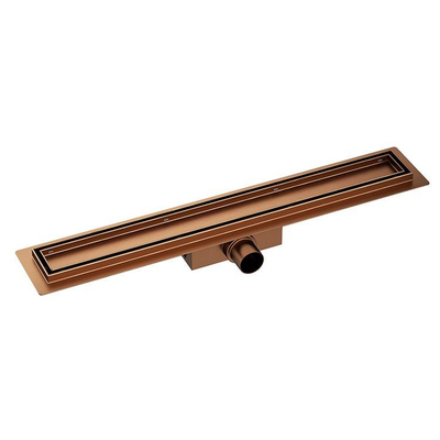 Wiesbaden Douchegoot met flens en tegelrooster 90 x 7 cm geborsteld brons koper PVD
