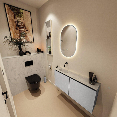 MONDIAZ TURE-DLUX 100cm toiletmeubel Plata. EDEN wastafel Opalo positie links. Zonder kraangat.