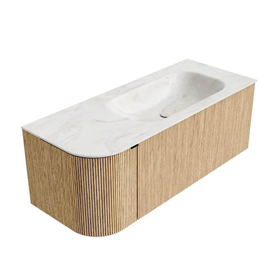 MONDIAZ KURVE-DLUX meuble de salle de bains 115cm avec module 25 L couleur chêne avec 1 tiroir et 1 porte. Lavabo BIG SMALL droit 1 trou de robinet couleur Ostra.