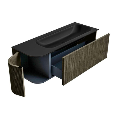 Mondiaz KURVE Badkamermeubelset - 125x46x40cm - 1 lade - 1 deur - wastafel solid surface - rechts - zonder kraangat - Shadow