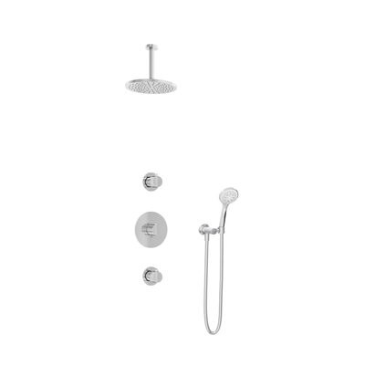 Hotbath Buddy IBS1 Regendoucheset - 2 stopkranen - 15cm plafondarm - 20cm ronde hoofddouche - 3 standen handdouche - hoogglans chroom