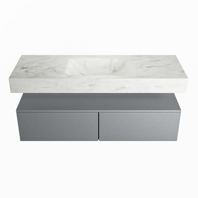 MONDIAZ ALAN - DLUX Badkamermeubelset - 130cm - onderkast - Plata - 2 lades - vrijhangende wastafel - wasbak midden - 0 kraangaten - Opalo