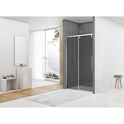 Van Rijn Products ST06 Softclose schuifdeur - 118x200cm - rookglas - dikte 8mm - incl. greep - chroom