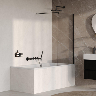 BRAUER Oblivion Paroi de baignoire - 80x140 - verre transparent - incl. revêtement en verre - noir mat