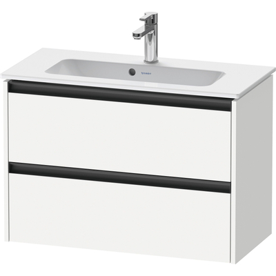 Duravit Ketho.2 Wastafelonderbouwkast - met 2 laden - 81x39x54.9cm - met grepen antraciet - wit mat
