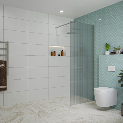 FugaFlow Eccelente Vetro inloopdouche badkamer - 80x200cm - ribbelglas - wandarm - chroom -