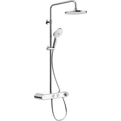 Duravit Shower Systems ensemble de douche pluie apparent – thermostatique – douche de tête Ø 23 cm – douchette 3 jets – chrome et blanc