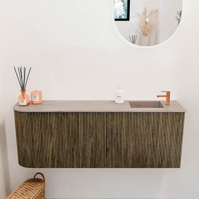 Mondiaz JOYA-DLUX 111.6cm toiletmeubel - ronding links kleur Dusk - Wastafel FAYE positie Rechts 1 kraangat kleur Saba.