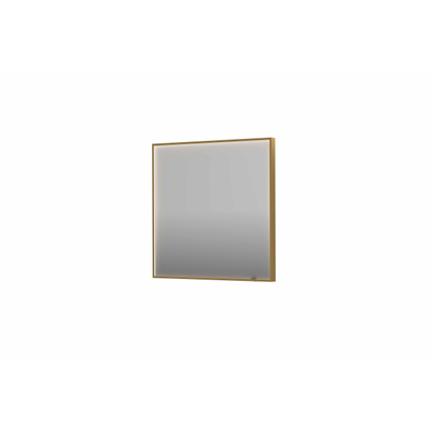 INK SP19 miroir - 80x4x80cm rectangulaire en cadre acier incl dir LED - chauffage - changement de couleur - dimmable et interrupteur - brossé or mat
