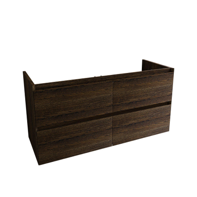Saniclass Holz Pure Ensemble meuble de salle de bains - 120x45x60cm - 4tiroirs - 2 vasques - sans trous de robinetterie - trop-plein - Chêne charcoal