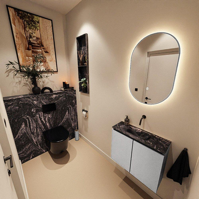 MONDIAZ TURE-DLUX 60cm toiletmeubel Plata. EDEN wastafel Lava positie midden. Zonder kraangat.