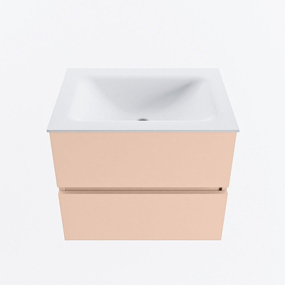 MONDIAZ VICA Ensemble meuble de salle de bains - 60cm - meuble sous-vasque rosee - 2 tiroirs - lavabo cloud au centre - sans trous de robinet - version haute 60cm - talc