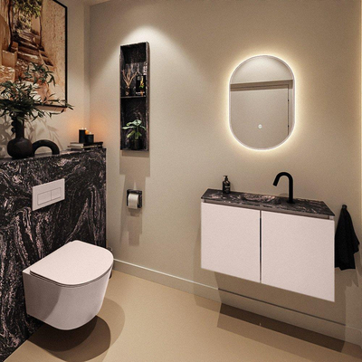 MONDIAZ TURE-DLUX Meuble toilette - 80cm - Rosee - EDEN - vasque Lava - position centrale - 1 trou de robinet