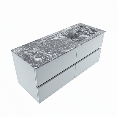 Mondiaz VICA-DLUX ensemble de meuble de salle de bain - 120cm - meuble sous-vasque argile - 4 tiroirs - lavabo encastrée nuage droite - sans trous de robinet - version haute de 60cm - lave