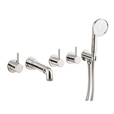 Crosswater MPRO INDUSTRIAL Badkraan - inbouw - 5 gats - met handdoucheset en 3 stopkranen - hoogglans chroom