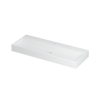 INK United wastafel - 120x45x11cm - 1 wasbak - 1 kraangat - porselein Mat wit