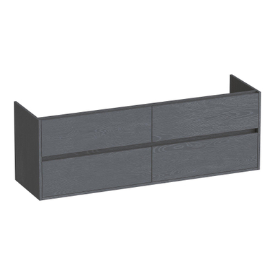 BRAUER Adore wastafelonderkast - 160x46x55cm - 4 softclose lades - greeploos - 2 sifon uitsparingen - Timber Grey