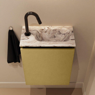 MONDIAZ TURE-DLUX Meuble de toilettes 40 cm Oro. Lavabo EDEN Glace position à droite. Avec 1 trou de robinet.