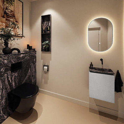 MONDIAZ TURE-DLUX 40cm toiletmeubel Plata. EDEN wastafel Lava positie rechts. Zonder kraangat.