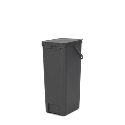 Brabantia Sort & Go Afvalemmer - 40 liter - hengsel - donker grijs