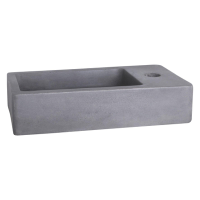 Differnz Force kit lave-mains - 40x22x8cm - Rectangulaire - 1 trou de robinet - Robinet courbé noir mat - avec cadre noir - Gris béton