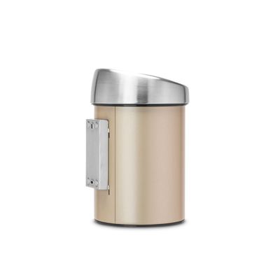 Brabantia Touch Bin Wandafvalemmer - 3 liter - kunststof binnenemmer - metallic gold/matt Steel