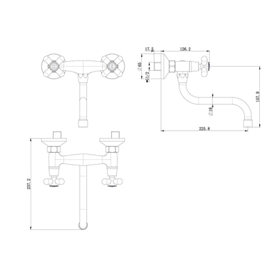Best Design Liberty robinet mural de cuisine bec bas