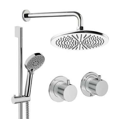Crosswater Module Ensemble de douche de pluie encastré - 2 leviers - pomme de douche 30 cm - douchette - barre de douche - bras mural - chrome
