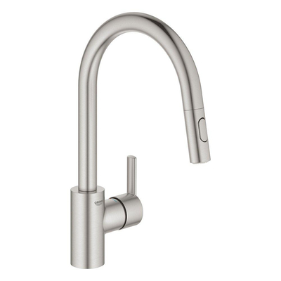 Grohe Feel Keukenkraan - hoog - uittrekbare uitloop - 2 straalsoorten - Brushed Supersteel (RVS)