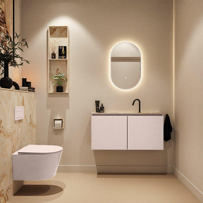 MONDIAZ TURE-DLUX Meuble toilette - 100cm - Rosee - EDEN - vasque Frappe - position centrale - 1 trou de robinet