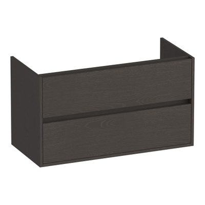 BRAUER Adore meuble sous-lavabo - 100x46x55cm - 2 tiroirs à fermeture douce - sans poignées - 1 découpe pour siphon - Timber Anthracite
