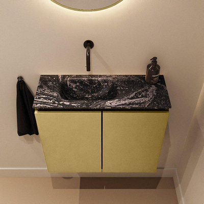 MONDIAZ TURE-DLUX Meuble toilette - 60cm - Oro - EDEN - vasque Lava - position gauche - sans trou de robinet