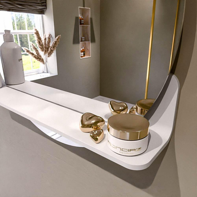 Mondiaz SPOT Miroir de salle de bains - rond 60cm - tablette de miroir - couleur Talc