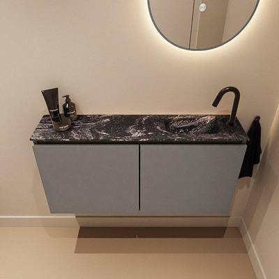 MONDIAZ TURE-DLUX 100cm toiletmeubel Smoke. EDEN wastafel Lava positie rechts. Met 1 kraangat.
