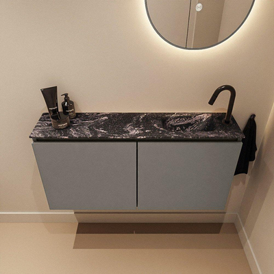 MONDIAZ TURE-DLUX Meuble toilette - 100cm - Smoke - EDEN - vasque Lava - position droite - 1 trou de robinet