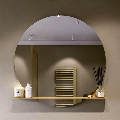 Mondiaz SPOT Miroir de salle de bain - rond 110cm - plan de miroir - couleur Ocre