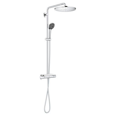 Grohe Vitalio Joy ensemble de douche pluie apparent – thermostatique – douche de tête Ø 31 cm – barre de douche 112 cm – porte-savon – chrome