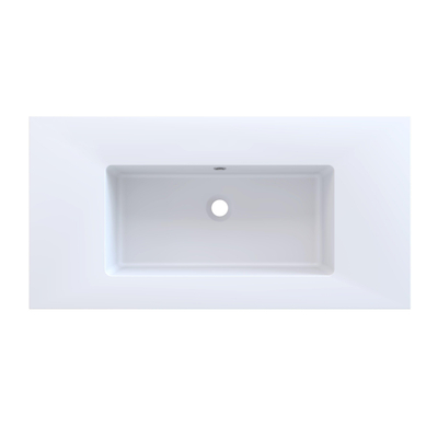 Arcqua Mira Lavabo encastré - 91x46x1.5cm - vasque simple - sans trou de robinet - marbre de synthèse - blanc mat