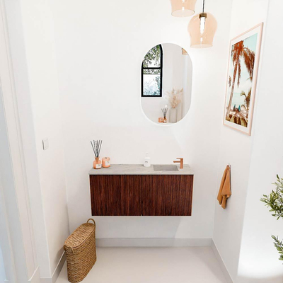 Mondiaz JOYA-DLUX 90cm toiletmeubel - kleur Ruby - Wastafel FAYE positie Rechts 1 kraangat kleur Glace.