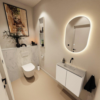 MONDIAZ TURE-DLUX 60cm toiletmeubel Talc. EDEN wastafel Opalo positie midden. Zonder kraangat.