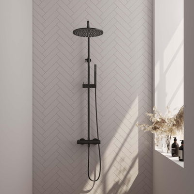 BRAUER Black Edition opbouw regendoucheset – Ø30 cm hoofddouche – glijstang – staafhanddouche – glijstang 145 cm