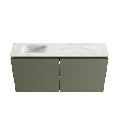 MONDIAZ TURE-DLUX 100cm toiletmeubel Army. EDEN wastafel Ostra positie links. Zonder kraangat.