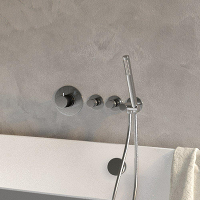 Brauer Brushed Edition Mitigeur douche thermostatique encastrable avec remplissage baignoire par trop-plein douchette stick et partie encastrable ColdStart Nickel brossé PVD