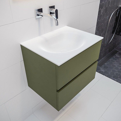 Mondiaz VICA ensemble de meuble de salle de bain - 60cm - meuble sous-vasque armée - 2 tiroirs - lavabo lune milieu - sans trou de robinet XL version 60cm haut