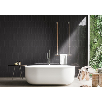 ÉCHANTILLON Terravito Ulvara carreau mural - 6.5x33.2cm - 8mm - Hexagone - Anthracite brillant