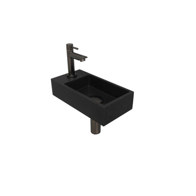 Ink Versus pack lave-mains – 36 x 18 x 9 cm – quartz noir – perçage à gauche – robinet gunmetal